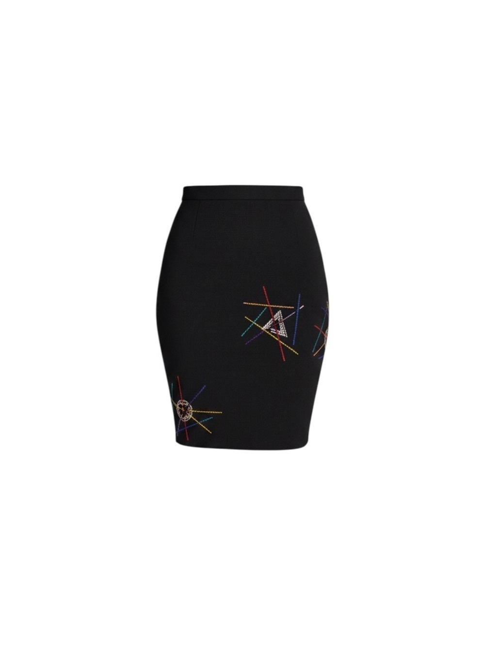 St. John Vintage Black Abstract Embellished Pencil Skirt